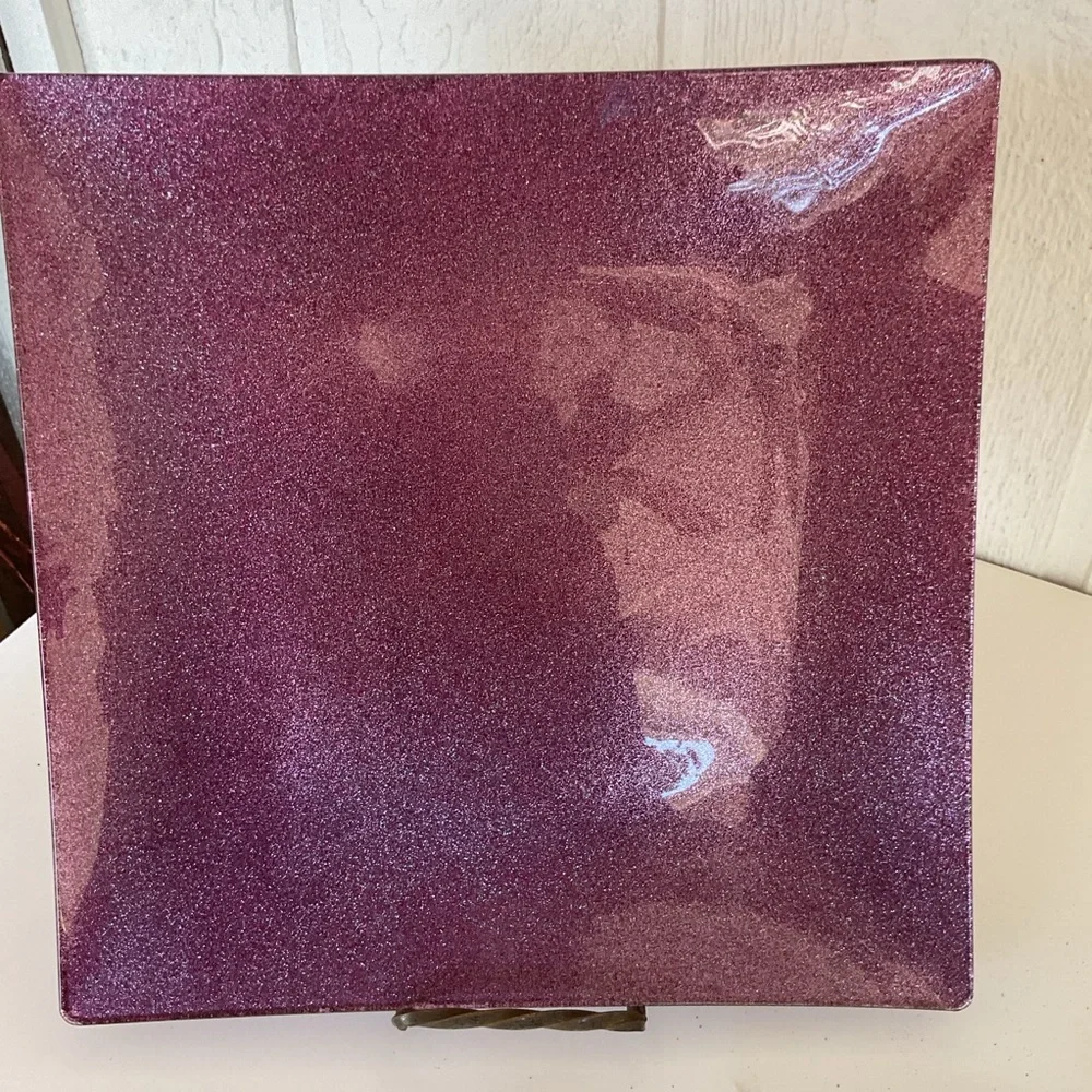 Pier 1 Set of Two Sparkling Pink Square Charger Plates